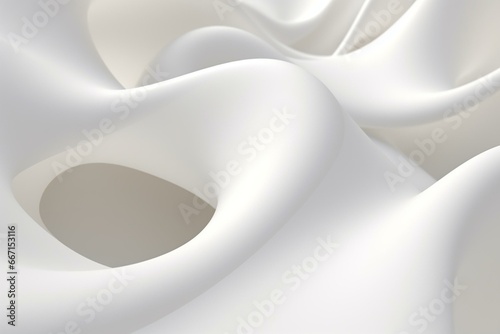 Abstract smooth shapes on white as 3D render, geometric background. Generative AI