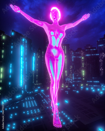 a futuristic cyberpunk city(3d rendering)