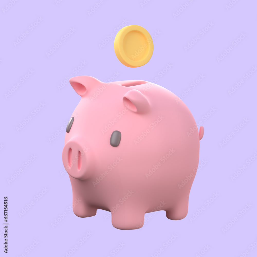 gold coins on piggy bank money saving concept. 3D Illustration with clipping path. gold coins on piggy bank money saving concept. 3D Illustration with clipping path.