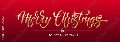 Merry Christmas and Happy New Year hand lettering calligraphy. Vector holiday illustration element.