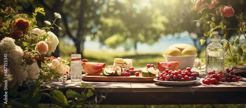 Garden picnic during summer