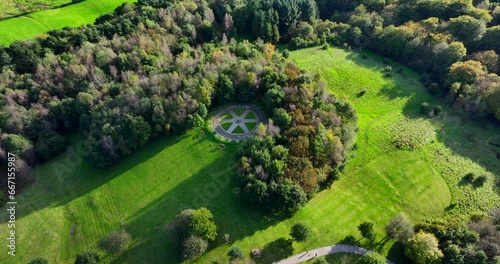 Autumnal aerial view of Rotary Wheel in Tandle Hills Country Park, United Kingdom photo