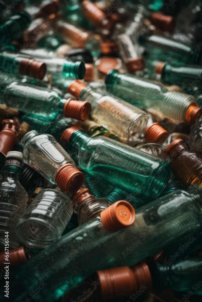 Problem plastic bottles and microplastics floating in the open ocean. Problem plastic bottles and microplastics floating in the open ocean.