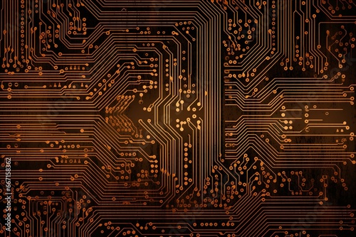 Background with circuit board patterns. Generative AI