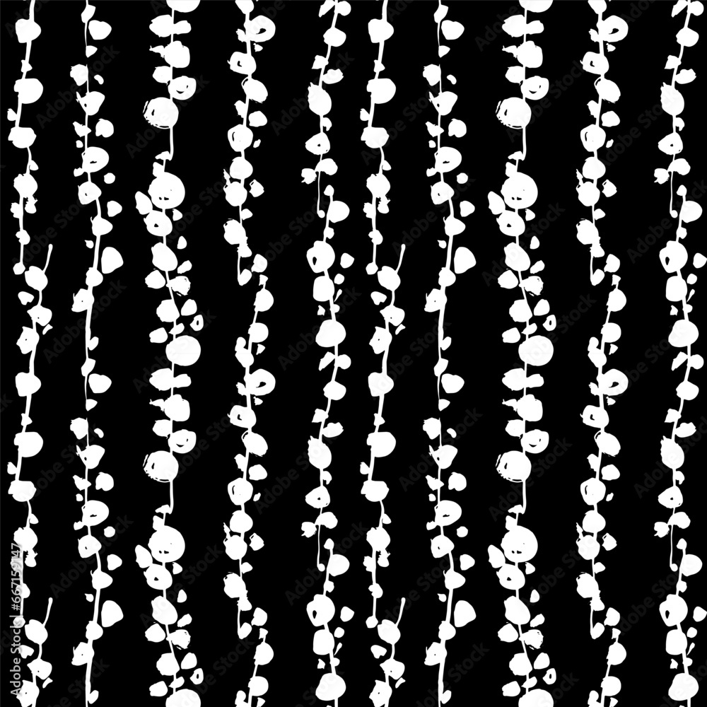 Brush Branches with Round Leaves Seamless Pattern Brush Branches with Round Leaves Seamless Pattern