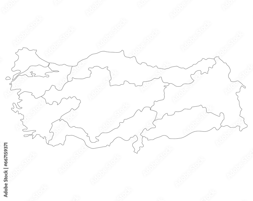 Turkey map with main regions. Map of Turkey