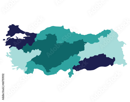 Turkey map with main regions. Map of Turkey