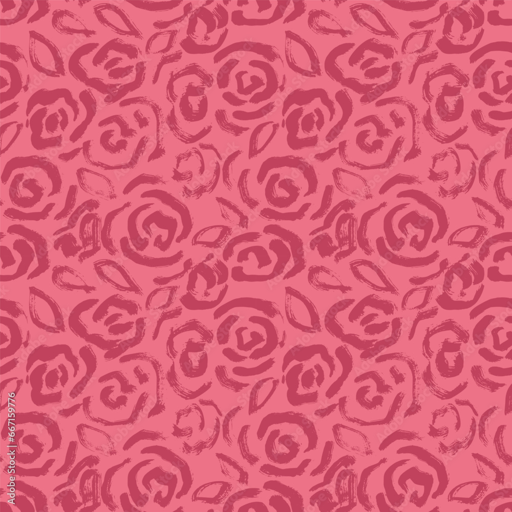Grunge Distressed Ink Roses Pink Pattern. Grunge Distressed Ink Roses Pink Pattern.