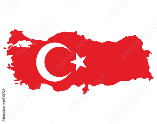 Map of Turkey with Turkish flag. 
