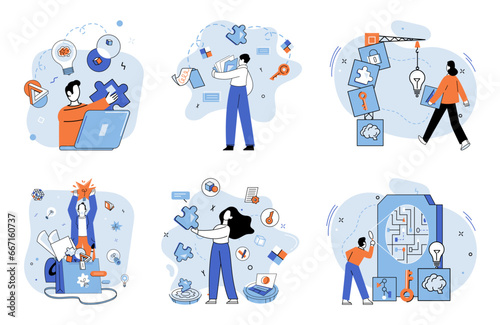 Creative thinking. Vector illustration. It is muse whispers inspiration into our ears, unlocking doors to new possibilities Like painters brush on blank canvas, creativity paints picture boundless
