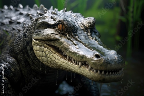 Saltwater crocodile. A nile crocodile on a shore of a lake. Crocodile.