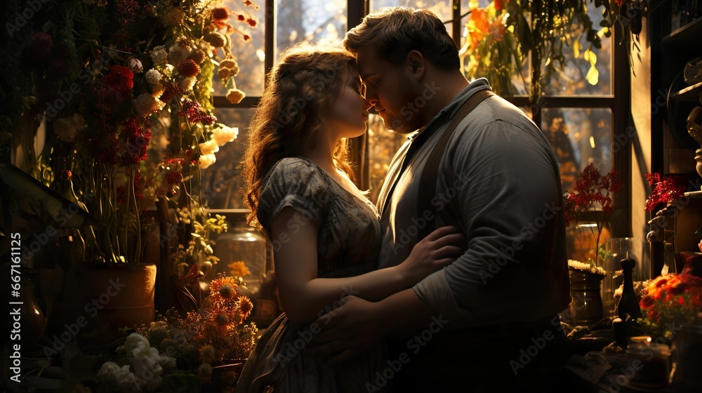 Fototapeta premium gentle whispers: an intimate moment of tenderness between a loving couple