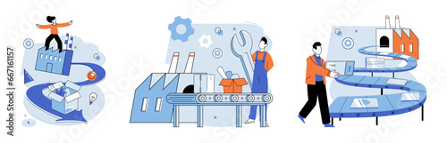 Manufacturer model. Vector illustration. The manufacturer model concept emphasizes importance efficient production systems Strategic planning is essential for maximizing productivity The company aims photo