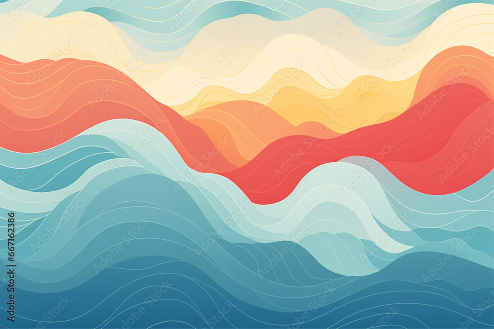 background with waves in blue, colorful, and yellow