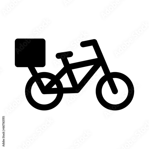 Bicycle courier icon in line style. Eco-friendly delivery icon