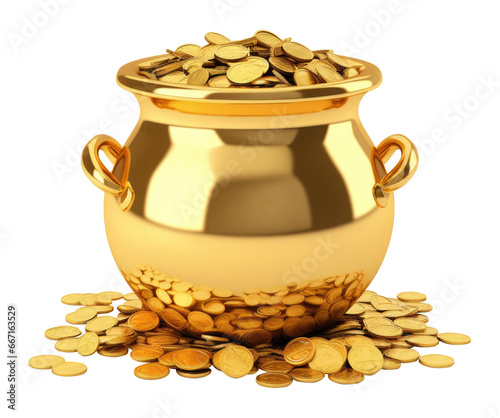 Pot of Gold Isolated on Transparent Background 