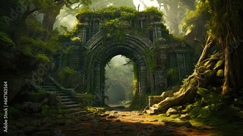 Enchanted Forest Fortress, Digital Fantasy Art