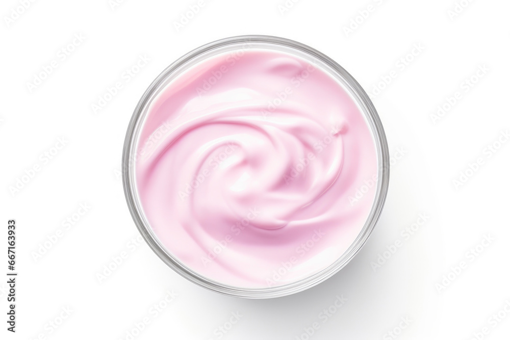 Delicious Pink Yogurt in a Glass Bowl Delicious Pink Yogurt in a Glass Bowl