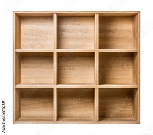 Wooden Cube Shelf Isolated on Transparent Background 