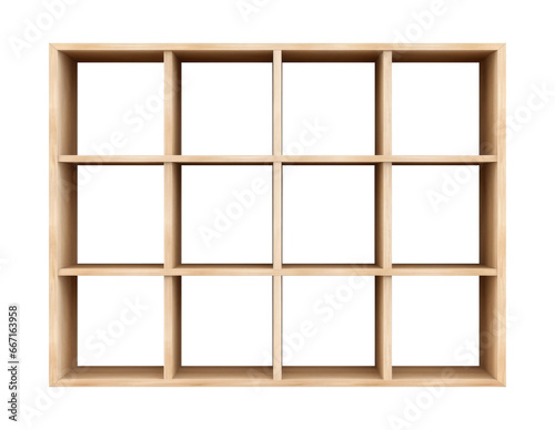 Cube Wooden Shelf Isolated on Transparent Background 