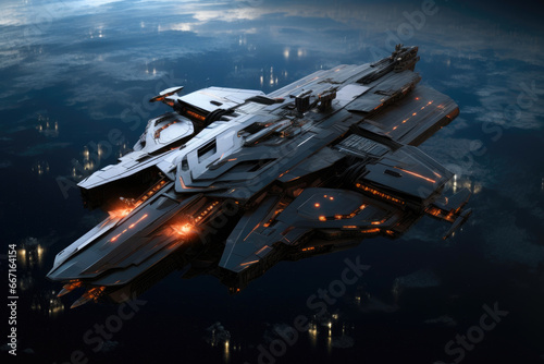 Foto Spaceborne Behemoth: A Futuristic Warship
