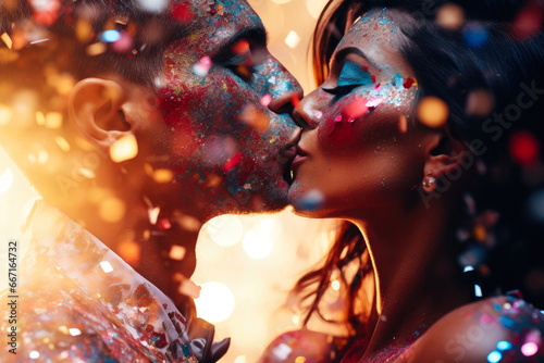 Romantic New Year's Eve Kiss: Love in the Midnight Confetti