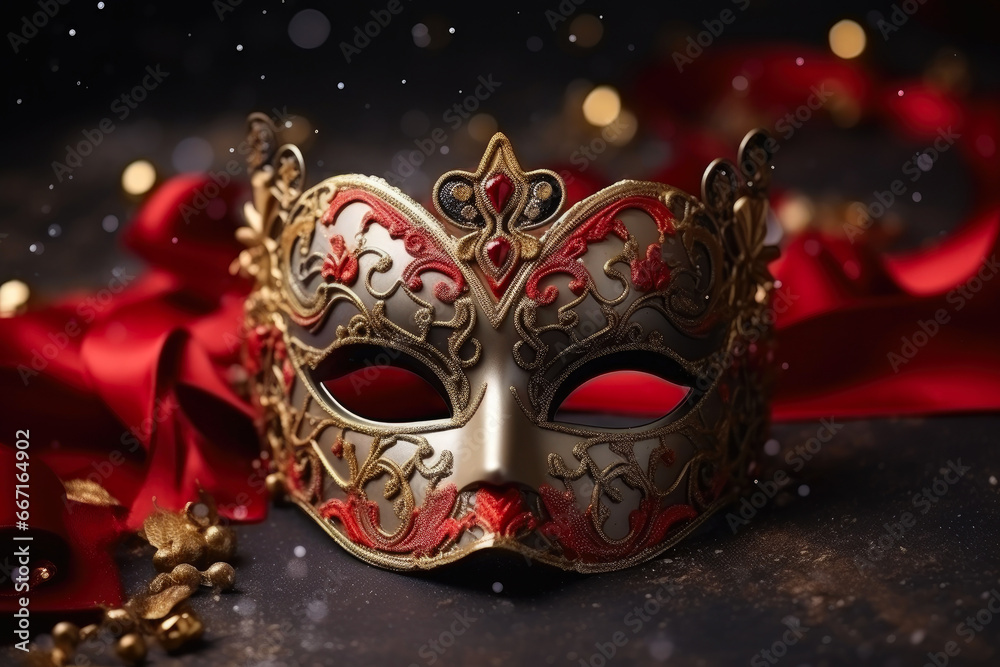 Fancy Mask for New Year's: Unique Design with Copy Space