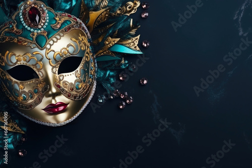 Artistic New Year's Mask: Intricate Details and Copy Space © Andrii 