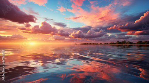 Heavenly Skies: Beautiful Cumulus Cloudscape. Generative AI