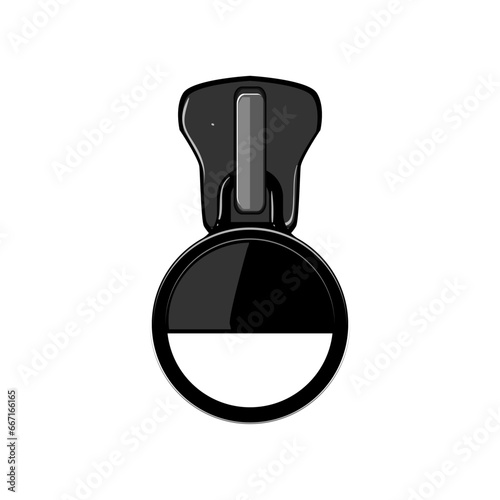 metal zipper puller cartoon. accessories bag, fashion fasteners, line textile metal zipper puller sign. isolated symbol vector illustration