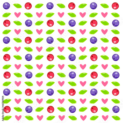 cute background pattern with berries and leaves