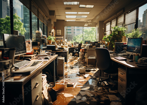 Chaos und Überflutung im Büro photo