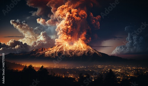 View of the volcanic eruption