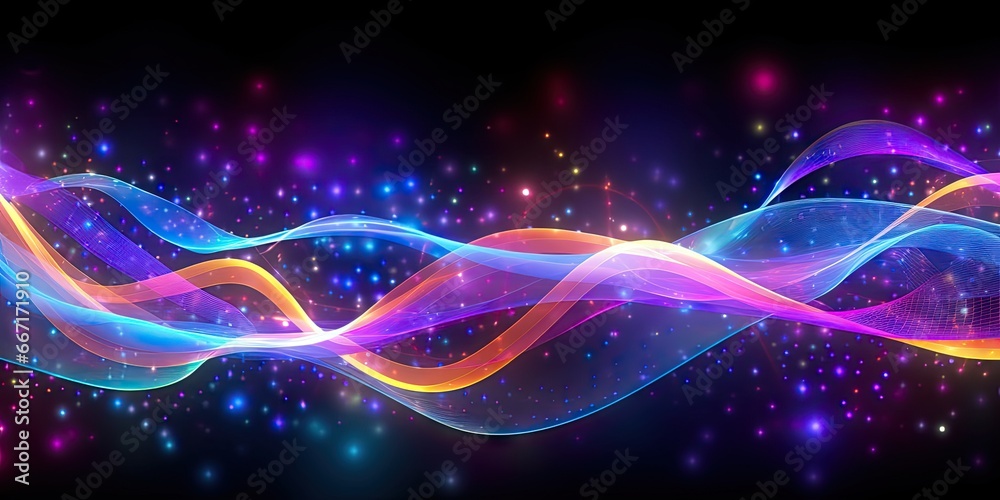 Fototapeta premium Futuristic flow. Abstract digital light waves background. Energetic illumination. Dynamic and line design. Neon soundscapes. Wave wallpaper. Techno dreams. Glowing wave