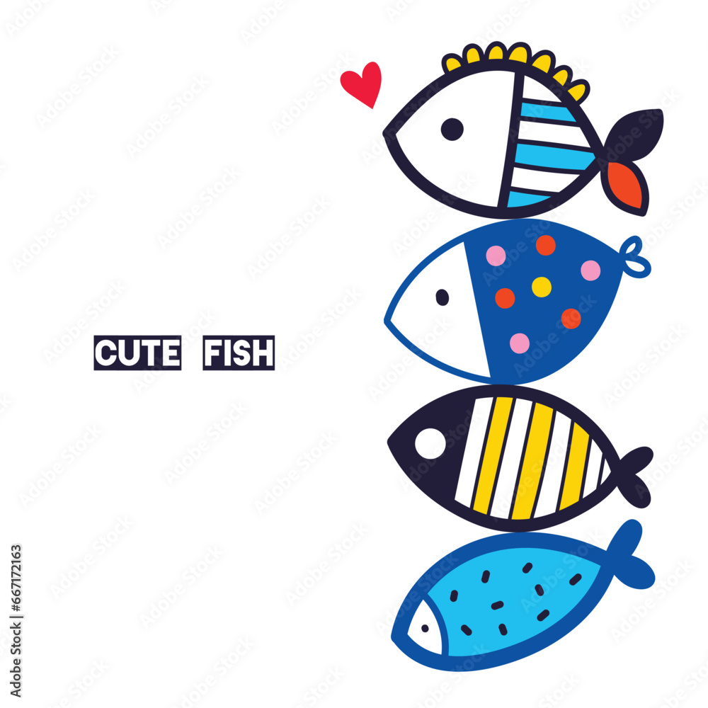 Cute fish. Sea illustration.