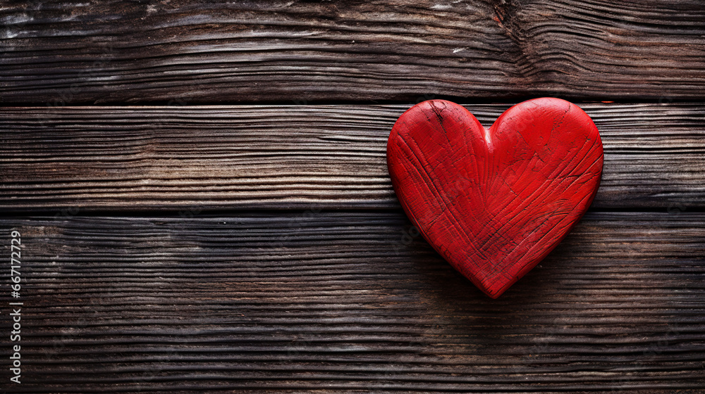 A red wooden heart on a wooden background. Wooden heart shape in bright colors. Love concept repurposed in wood. A red wooden heart on a wooden background. Wooden heart shape in bright colors. Love concept repurposed in wood.