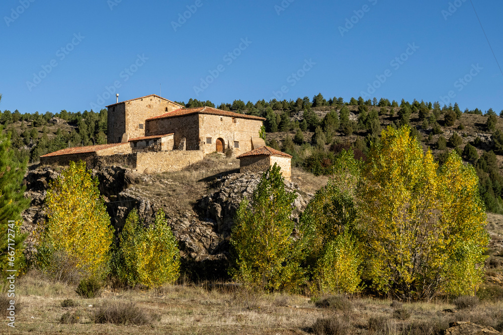 Change of colors of elm leaves in autumn (Albarracín Spain)