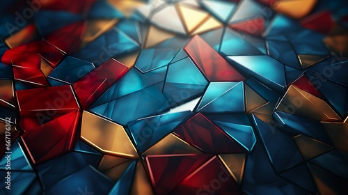 Fondo geométrico abstracto y colorido. Generado por IA.