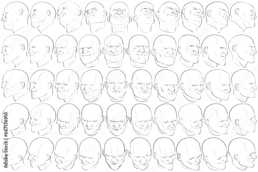 50 Face Expressions - Digital Art (3D to 2D) 50 Face Expressions - Digital Art (3D to 2D)