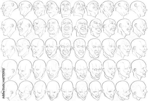 50 Face Expressions - Digital Art (3D to 2D)
