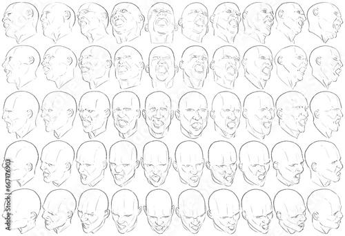 50 Face Expressions - Digital Art (3D to 2D)