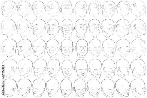 50 Face Expressions - Digital Art (3D to 2D)