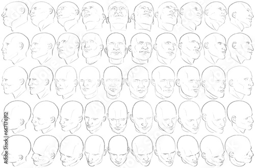 50 Face Expressions - Digital Art (3D to 2D)