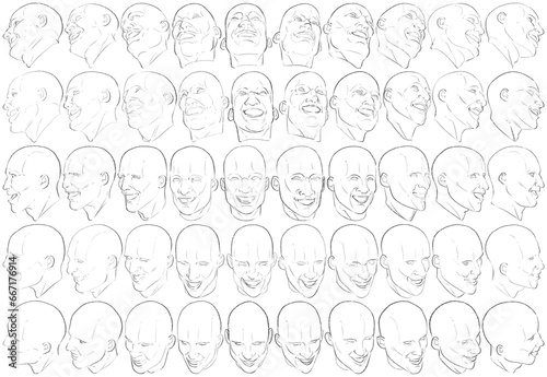 50 Face Expressions - Digital Art (3D to 2D)