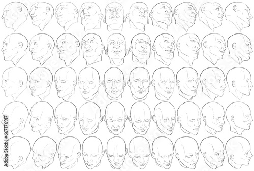50 Face Expressions - Digital Art (3D to 2D)