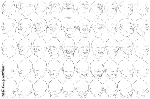 50 Face Expressions - Digital Art (3D to 2D)