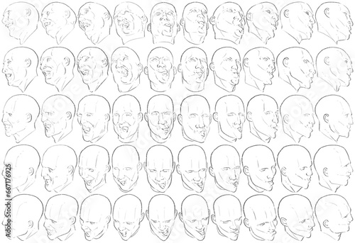 50 Face Expressions - Digital Art (3D to 2D)