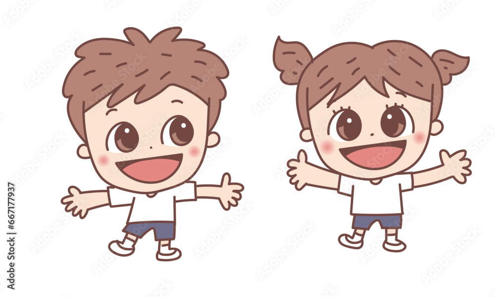 体操服の元気な男女 体操服の元気な男女