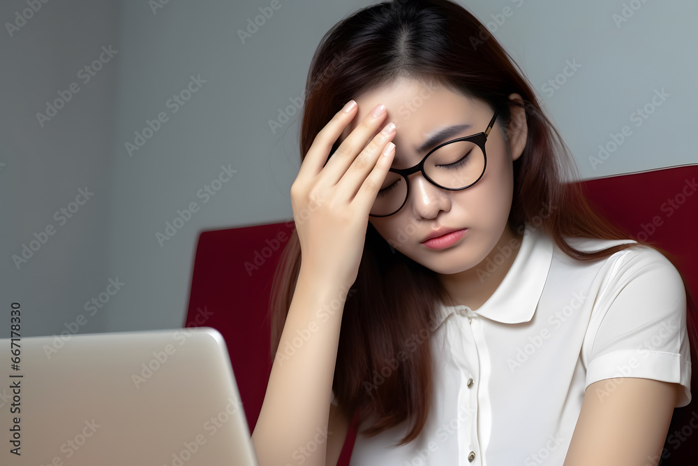 Concept of headache, migraine, dizziness, stress or anxiety. AI generative Concept of headache, migraine, dizziness, stress or anxiety. AI generative