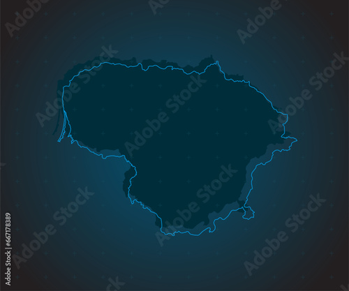 Vector map Lithuania on the radar screen